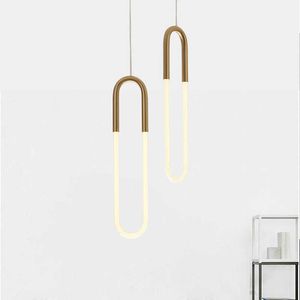 Modern Simple U Shape Pendant s For Room Bedside With Long Wire Dimmable High Ceiling Hanging Light Decor 0209