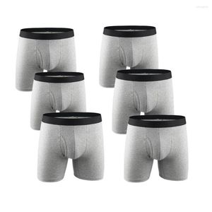 Underpants 6 Pack Men's Boxer Briefs Good Performance Long Man Front With Pouch Cotton Underwear Men