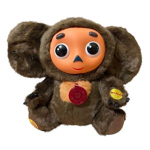 Plyschdockor cheburashka 30 cm kan sjunga plysch leksak stora ögon apa med kläddocka ryssland anime baby barn sömnhet leksaker för barn 230209