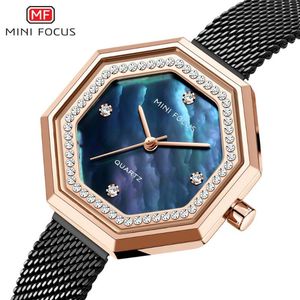 Wristwatches MINIFOCUS Unique Women Watches Diamond Luxury Elegant Lady Watch Stainless Steel Strap Fashion Quartz Analog Clock Girl 2023