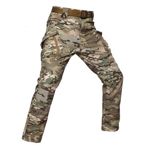 Mäns byxor Men's IX9 SoftShell Thick Fleece Pants Winter Military Tactical Pants Camouflage Hunt Cargo Pant Warm Waterproof Combat Trousers 230210