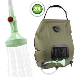 Hydration Gear 20L Borsa da bagno all'aperto Escursionismo solare Borsa da doccia da campeggio Riscaldamento portatile Borsa per l'acqua di balneazione Tubo flessibile Soffione doccia commutabile 230210