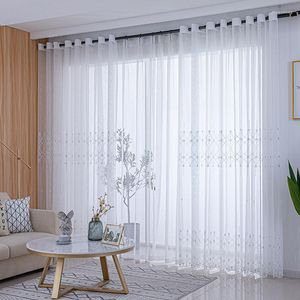 Perde İşlemeli Pencere Ekranları Yatak Odası Oturma Odası Balkon Körfezi Perdeler Katı Beyaz Tül Modern Organza Ev Dekor