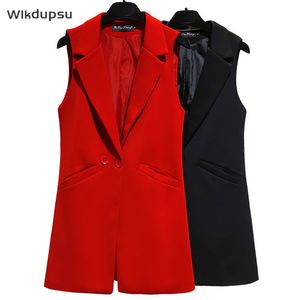 Women's Vests For Women Sleeveless Jacket Coat Long Blazer Formal Work Ladies Office Vintage Slim Suit Waistcoat Female Oversize 230210