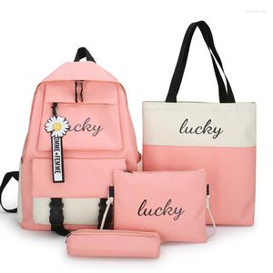 Okul çantaları 4 adet kawaii kadın sırt çantası kızlar için sevimli kızlar sırt çantaları tote omuz crossbody çanta debriyaj kalem kasası