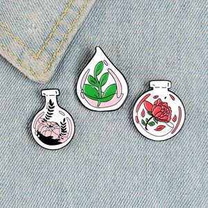 Brooches Glass Cover Ornamental Type Potted Plant Botany Lapel Pin Exquisite Leaf Flower Enamel Brooch Clothes Bag Custom Badge Jewelry