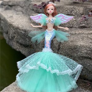 Dolls 16 Wedding Mermaid Doll 30 Cm Bjd Doll 13 Joint Movable Fashion 3D Eye Clothes Detachable Dressup Toy Girl Birthday Gift 230210