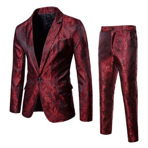 Mens Suits Blazers Bar party dress stage wedding show suit master of ceremonies model mens Twopiece Set Suit 230209