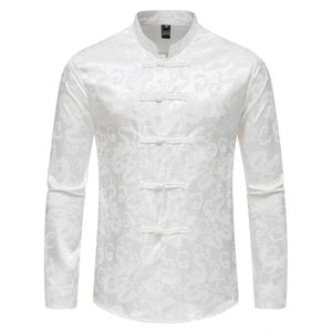 Men's Casual Shirts Chinese Style Mens Tops Tang Suit Fashion Solid Traditional Long sleeve China Style Shirt 230209