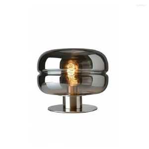 Lampy stołowe Nocne światło Luksusowy szklany marmurowa lampa prosta design
