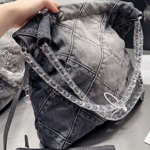 Women Designer Luxury Big Shopping Bags Ladies 22bag Chains Handbag Top-Handle Tote Bag 30cm/36cm Blue Denim Stor Tote-Bag330