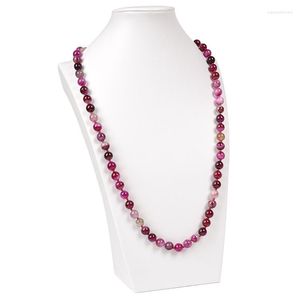 Łańcuchy Kamień Naturalny Rose Rose Red Paspe Stripe Onyks Agates Krzyki 10 mm do biżuterii Making Naszyjnik