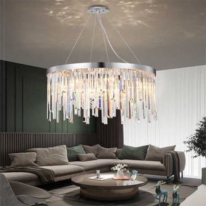 Lichter K9 Kristall Kronleuchter Ring Design Deckenleuchte Esstisch Wohnzimmer Küche Glanz Dekor Maison LED Pendelbeleuchtung 0209