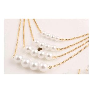 Pendant Necklaces Pendants For Women Korean Turkish Jewlery 18K Gold Plated Chain Long Charms Chains Pearl Drop Delivery Jewelry Dh7Uw