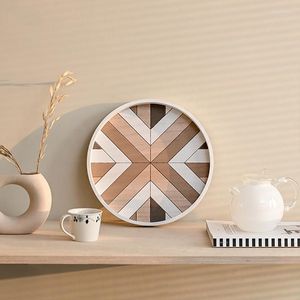 Placas Placas de sobremesa geométrica Placa de madeira Servando bandeja da tarde chá Time de café Bolo de café hexagonal Round sobremesas Platter organizador