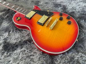 OEM-E-Gitarre Gib Custom Cherry Sunburst Farbe Gold-Hardware Flammenahorndecke