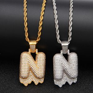 Pendant Necklaces Hip Hop Men Gold Color Alphabet Necklace 26 Letters Out Cuban Jewerly Neckalce Chain For MenPendant PendantPendant