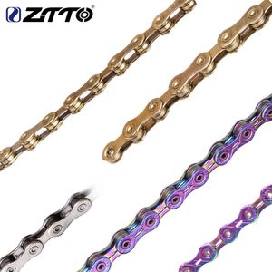 Catene ZTTO MTB Road Bike 12 Velocità Gold Chain Oil Slick 12v Eagle Golden 12speed Silver 12s 1x12 Connettore Incluso 126L Maglie Bicicletta 0210