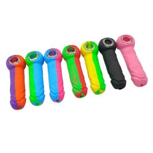 New Product Cartoon Penis Silicone Water Pipe Accessories With Glass Bowl Oil Rigs Glass Water Pipes bong Smoking Hookahs