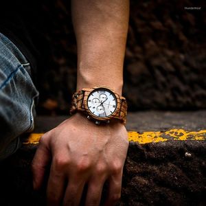 Wristwatches BIRD Wooden Watch Men Relogio Masculino Wood Metal Strap Chronograph Date Quartz Watches Luxury Versatile Timepieces GiftsWrist