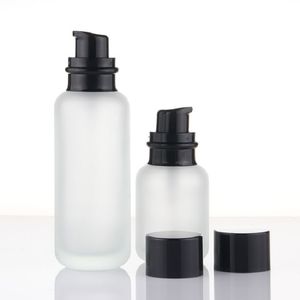 Botella de perfume de 50 ml botella de vidrio esmerilado blanco/negro/forma de madera Tapa de tapa/loci￳n/emulsi￳n/base/embalaje