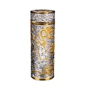 Tumblers Nine Dragons Sculpture Warm Cup Gift Traditional Totem Personality Silver Box Golden Dragon and Phoenix Retro Classic 230210