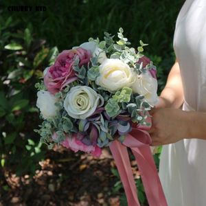 Dekorativa blommor 2023! 1 bukett trevligt siden Peony Wedding Bridal Bride Holding Flower Artificial For