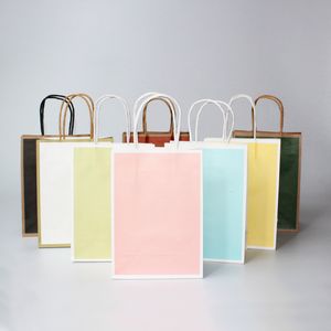 Gift Wrap 10 30 50pcs lot Small Bag Baking Takeaway Paper Shopping Clothing Kraft with handle 230209