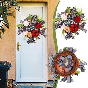 Decorative Flowers Autumn Harvest House Number Garland Thanksgiving Christmas Decoration Artificial Door Ring Wedding