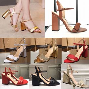 womens Sandals g high heels desgineropen toe thick sandals leather woman slide sandal platform fashion sexy formal wear guccir slegant temperament shoes