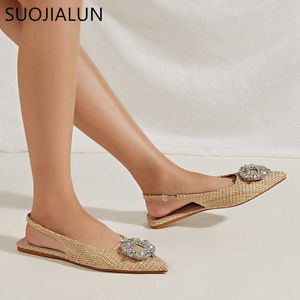 Novo Brand Sandal Suojialun Sapatos Ponto Mulheres dedo do pé de dedo do dedo do dedo do dedo do dedo ladras elegantes slingbacks Sandálias de vestuário de cristal de cristal t c s