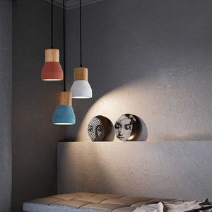 Nya Macaron Colors inomhuscementhänge Lights For Restaurant Kitchen Home Taklampan Vintage Hanging Light Lighting Fixtures 0209