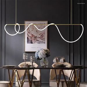 Pendelleuchten Nordic Moderne minimalistische Lampe für Wohnzimmer Esstisch Lichtlinien Bar Hängebeleuchtung