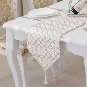 Bordslöpare Stylish Table Runner Simple Modern Fashion Table Runner Circle Brodery Table Mat Bed Flag For Home Dinner Table Decoration 230210