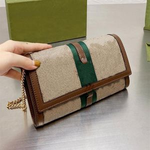 2022 5A 1961 Long Wallet Purse 가죽 지퍼 파우치 카드 슬롯 크로스 바디 백 Jackie Bamboo F7IT# G Ophidia Chain Bag2729