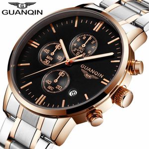 Relogio Masculino Guanqin Mens Watches Top Brand Luxury Stainless Steelles Quartz Watch Men Sport Chronograph Luminous Wrist Watch313Z