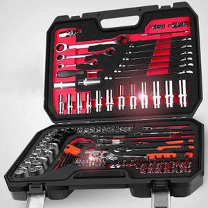 230210 Auto Repair Tool Kit with Ratchet Wrenches, Sockets, Screwdriver, and Head Tool
