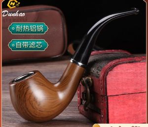 Smoking Pipe New imitation ebony high-quality polished resin looped pipe old-fashioned hammer technology retro smooth curved cigarette set