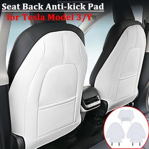 Coprisedili per auto Back Pad anti-calcio per Tesla Model 3 Y 2022 Accessori Protezione per coprisedile in pelle bianca Protezione antigraffio