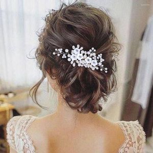 Headpieces White Hair Combs Bride Pearl Headpiece Earrings Exquisite Shell Flowers Bridal Headdress Accessories For Wedding Women