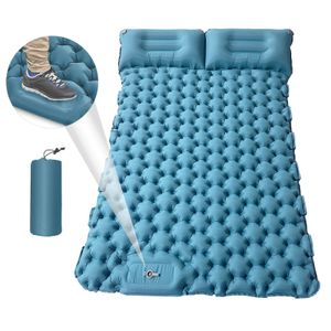 Almofadas ao ar livre colchão de ar de 2 pessoas para acampamento ao ar livre mochila 196 * 125 * 9cm Sleeping Pad Pad Air Camping com travesseiro de ar Inflate rápido 230210