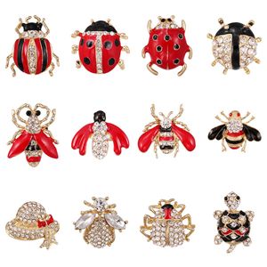 Pins Brooches Weimanjewelry Lot Enamel Crystal Rhinestone Animal Honeybee Beetle Turtle Insect Brooch Pin Set For Women Diy Decorati Am465