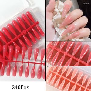 False unhas 240pcs saco de cor sólida prego para pontas de extensão Pressione em unhas artificiais super longas estiletas