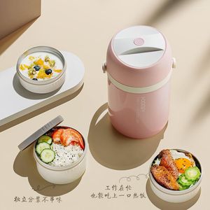 Dinnerware Sets Pink Vacuum Lunch Box Portable Stainless Steel Keep Warm Bucket Picnic Contenedores De Alimentos Packaging ED50TH