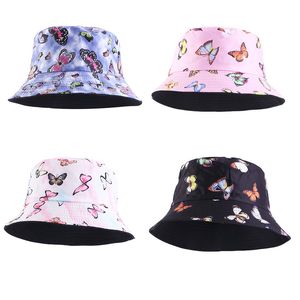 New Summer Panama Bucket Hats Butterfly Print Fisherman Hat Reversible Fishing Cap Casual Street Hiphop Bucket Hats Caps for Men