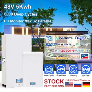 48V 100AH ​​PowerWall 6000 Cycles 5120WH PC Monitor Max 32 Parallel LifePo4 Батарея батареи встроенный