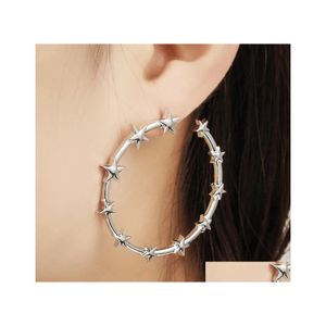 Hoop Huggie Star Earring Romantyczna geometria wiszące proste kolczyki pentagram Brincos femme biżuteria