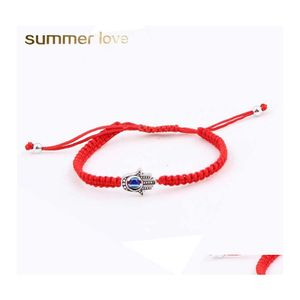 Link Chain Fashion Handmade Red String Hamsa Hand Evil Blue Eye Star Charm Bracelet For Women Men Couple Lucky Ppeacef Boho Festiva Dhoke