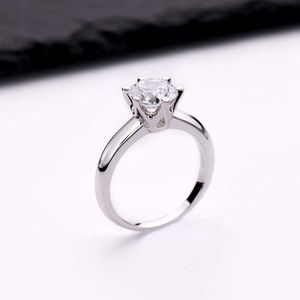 Solitaire Ring Luxury 2Ct Round Diamond s For Women 925 Sterling Silver Wedding Party Sparkling Femme Fine Jewelry Free Shipping Y2302