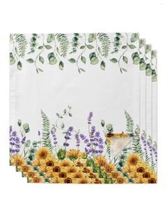 Table Napkin Wild Flower Eucalyptus Plant Napkins Handkerchief Wedding Banquet Cloth For Dinner Party Decoration